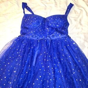 Blue Starry Dress with Corset Back
